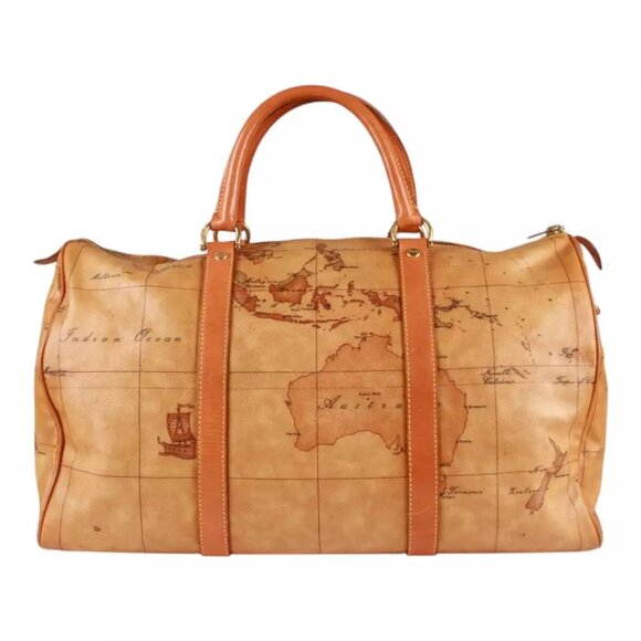 Authentic Alviero Martini Classe world map brown Boston bag - Picture 13 of 16